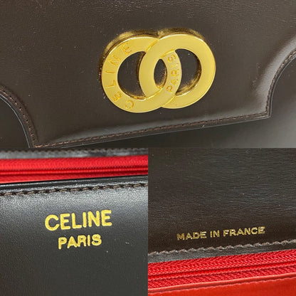 CELINE Tote Bag Calfskin Brown Circle Logo Metal Women