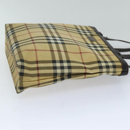Luxury Burberry Nova Check Tote Bag Canvas Beige Dark Brown Auth 76724