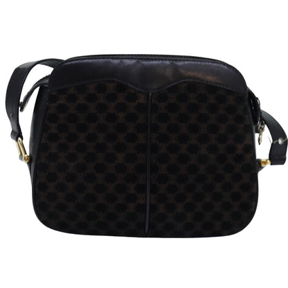 Luxury CELINE Triomphe Canvas Shoulder Bag Suede Black  76792