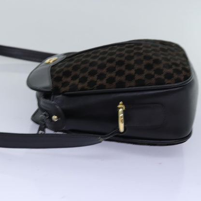 Luxury CELINE Triomphe Canvas Shoulder Bag Suede Black  76792
