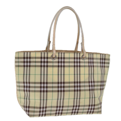 Luxury Burberry Nova Check Tote Bag Nylon Beige Auth 76851