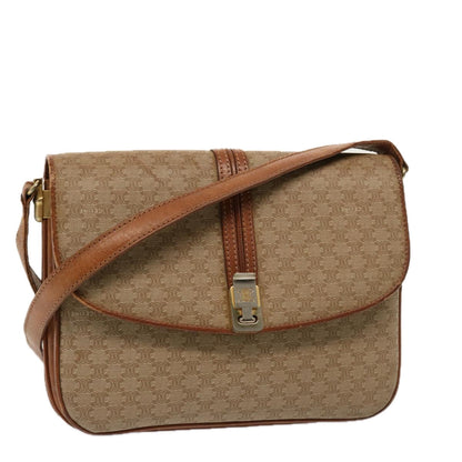 Luxury CELINE Macadam Canvas Shoulder Bag Beige  76996