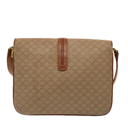 Luxury CELINE Macadam Canvas Shoulder Bag Beige  76996