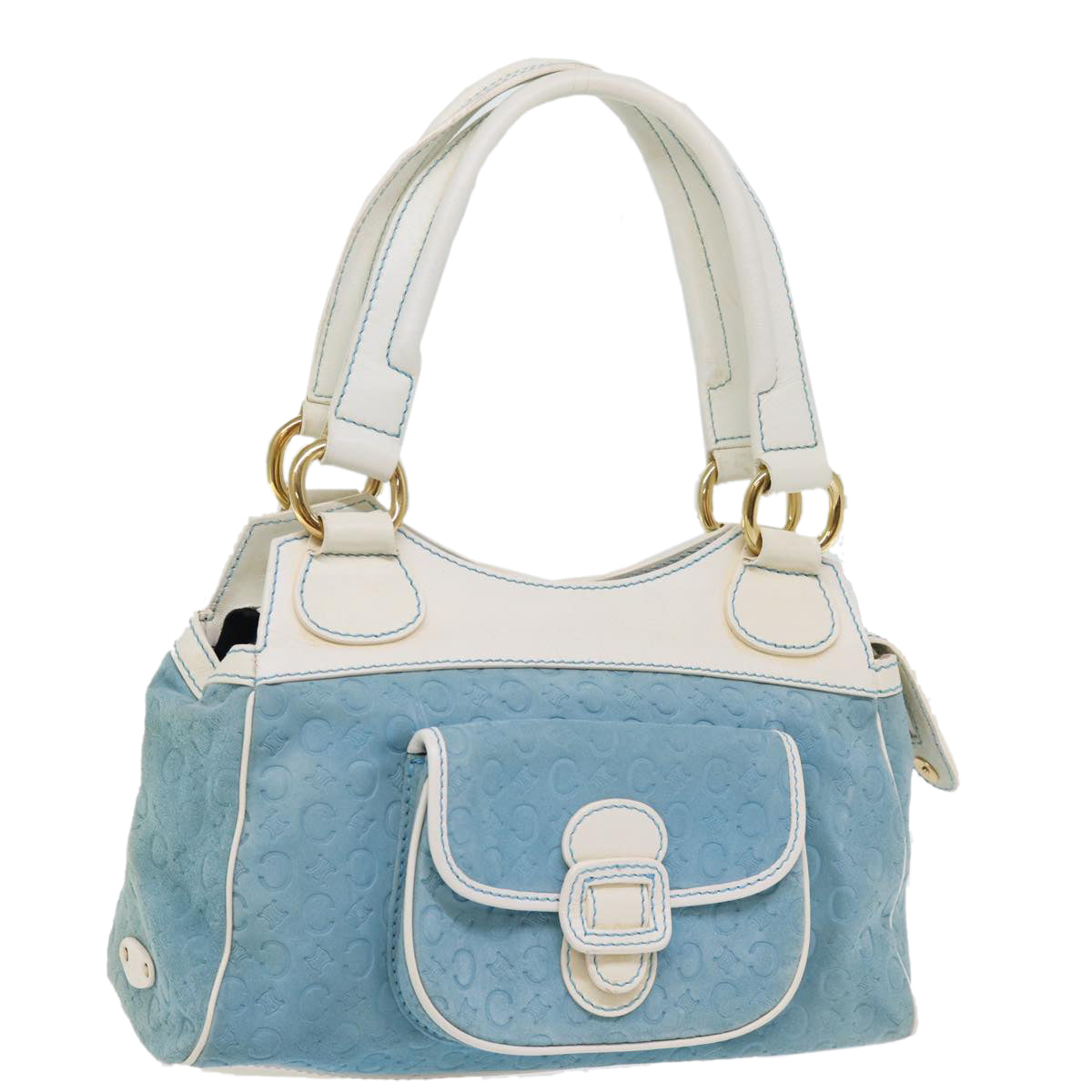 Luxury CELINE C Macadam Canvas Hand Bag Blue  76997