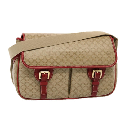 Luxury CELINE Macadam Canvas Shoulder Bag Beige  76998
