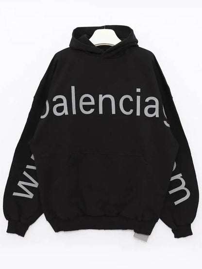 Luxury Balenciaga Trending 2025 Logo Print Cotton Hoodie Black