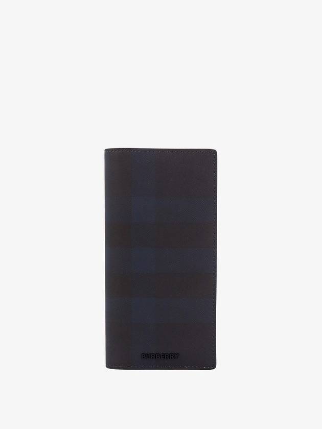 Luxury Burberry Coated Canvas Check Motif Long Wallet Navy