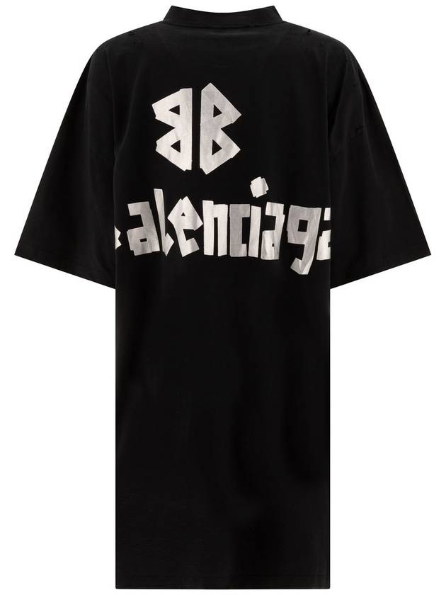 Luxury Balenciaga Trending 2025 Logo Print T-Shirt Short Dress Black