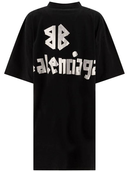 Luxury Balenciaga Trending 2025 Logo Print T-Shirt Short Dress Black