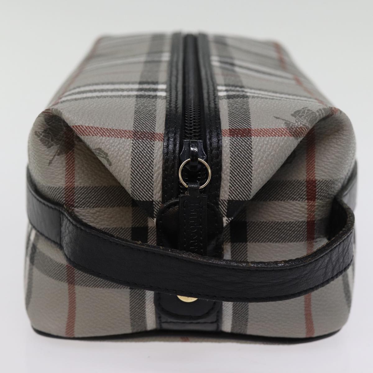 Luxury BurberrySs Nova Check Clutch Bag PVC Gray Auth 77007