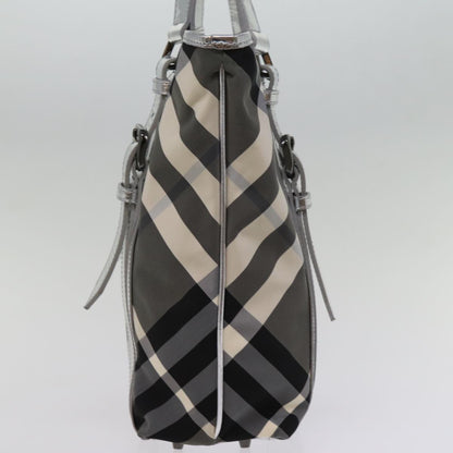 Luxury Burberry Nova Check Tote Bag Nylon Gray Auth 77008