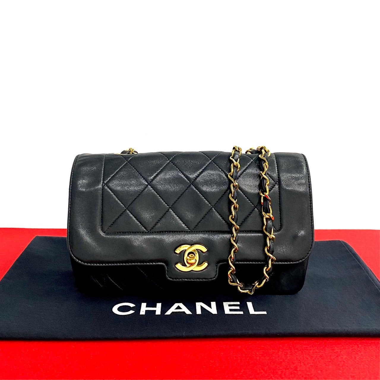 CHANEL Shoulder Bag lambskin black COCO Mark Matrasse Women
