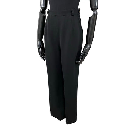 CHANEL Pants wool black COCO Mark button Women 38