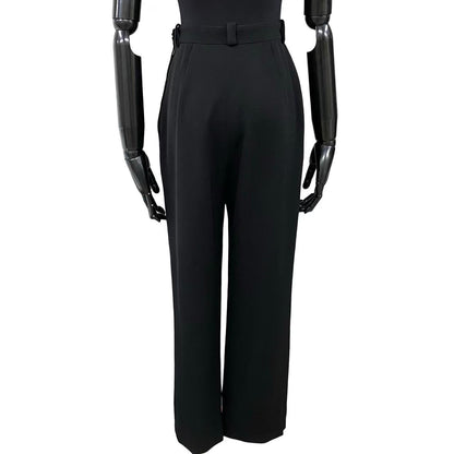 CHANEL Pants wool black COCO Mark button Women 38