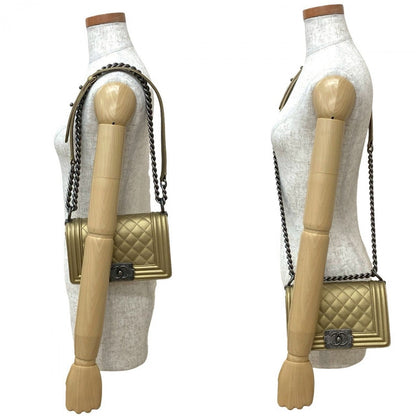 CHANEL Shoulder Bag Matt caviar skin gold Boy chanel