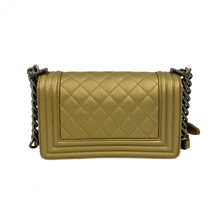 CHANEL Shoulder Bag Matt caviar skin gold Boy chanel