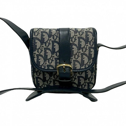 Dior Shoulder Bag Leather, Canvas Navy Trotter Pattern Women