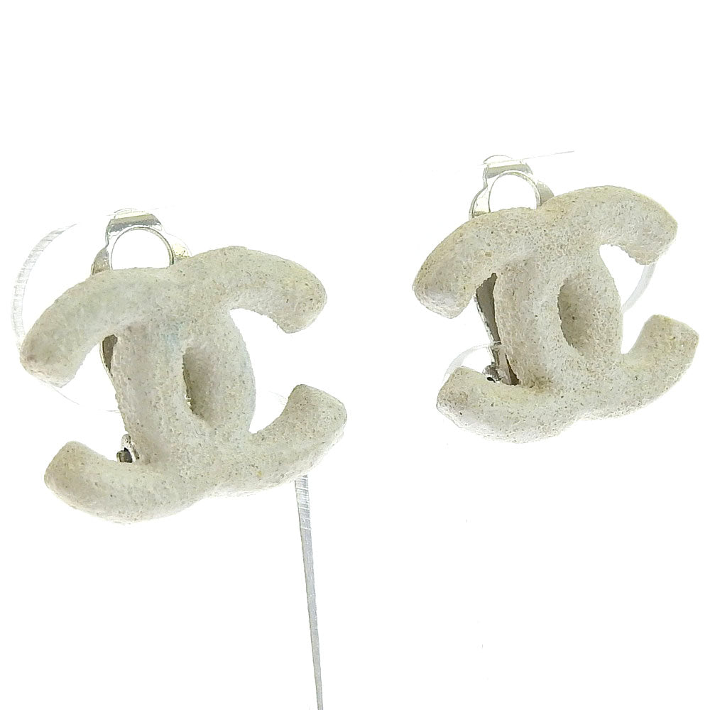 CHANEL Earring metallic White COCO Mark Women