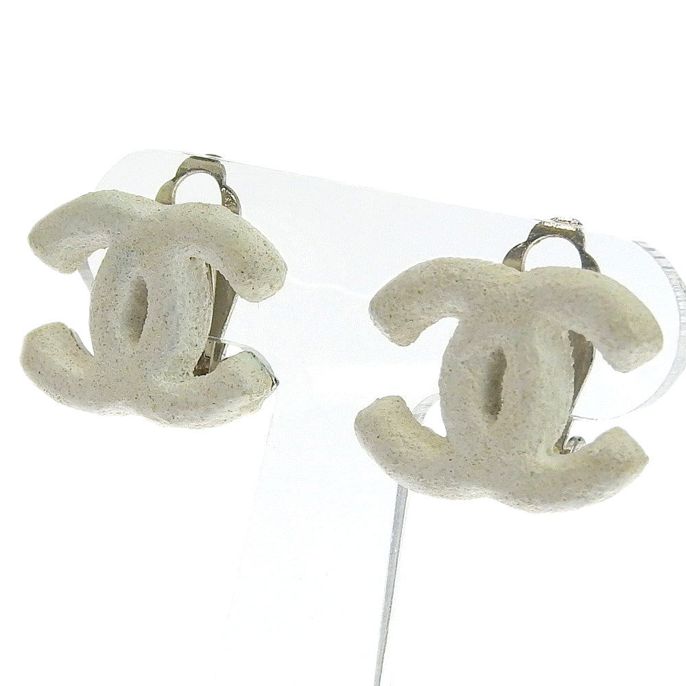 CHANEL Earring metallic White COCO Mark Women