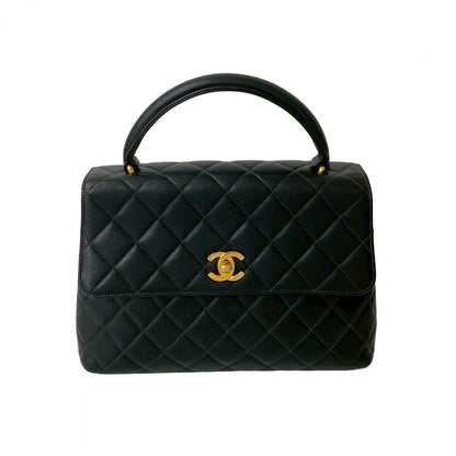 CHANEL Handbag Matt caviar skin black Matrasse