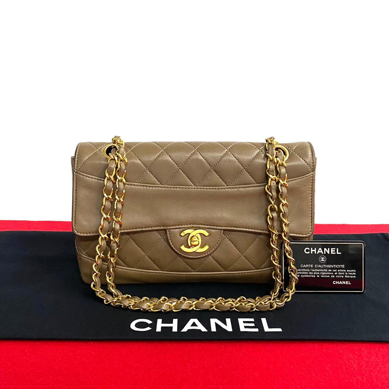 CHANEL Shoulder Bag lambskin Brown COCO Mark Matrasse Women