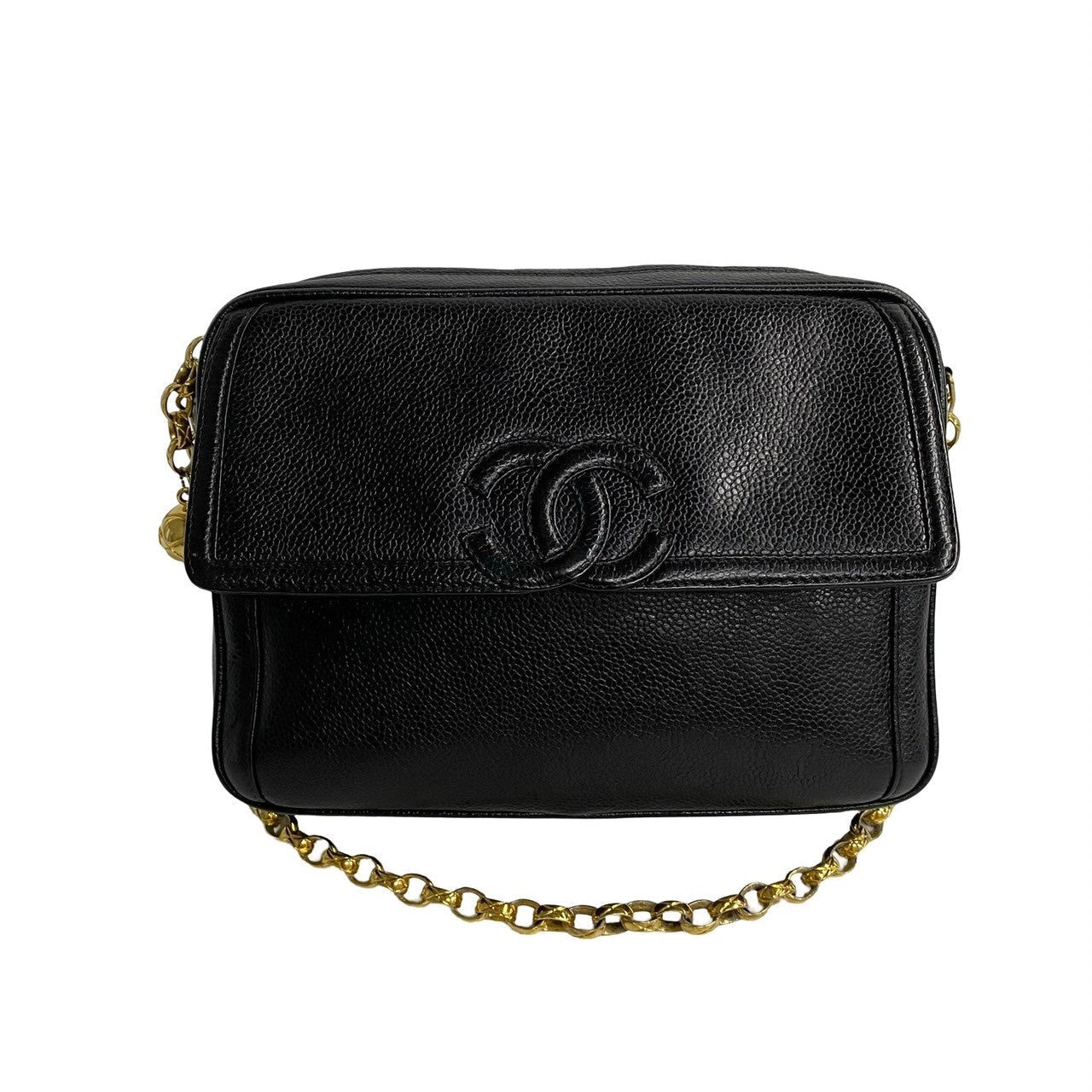 CHANEL Shoulder Bag Matt caviar skin black Women