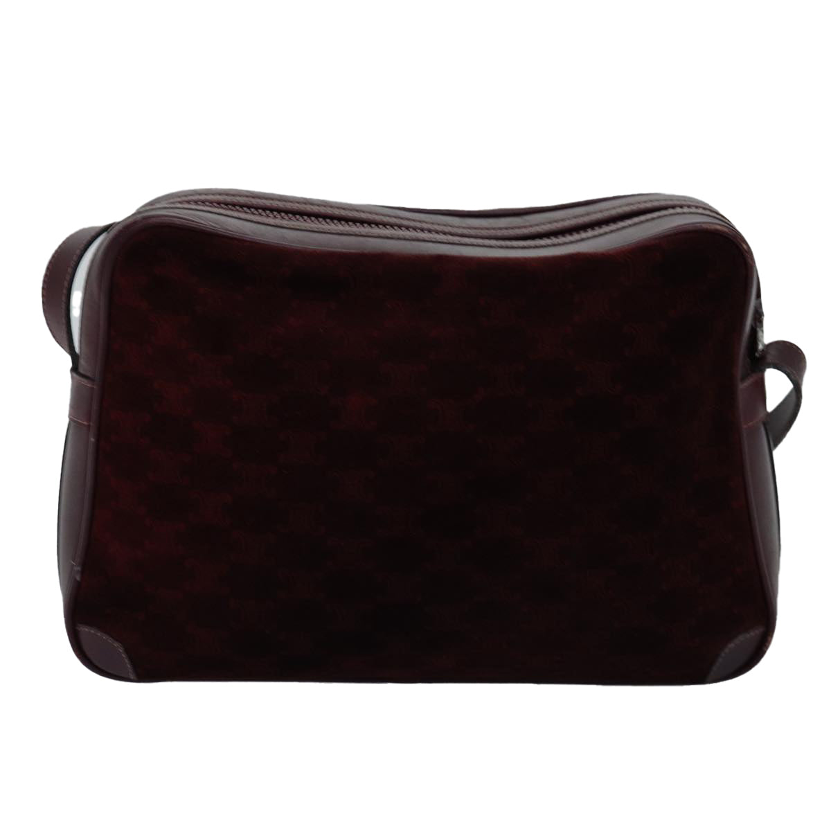 Luxury CELINE Macadam Canvas Shoulder Bag Bordeaux  77323