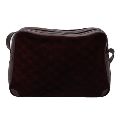 Luxury CELINE Macadam Canvas Shoulder Bag Bordeaux  77323
