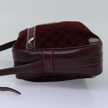 Luxury CELINE Macadam Canvas Shoulder Bag Bordeaux  77323