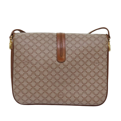 Luxury CELINE Macadam Canvas Shoulder Bag Beige  77325