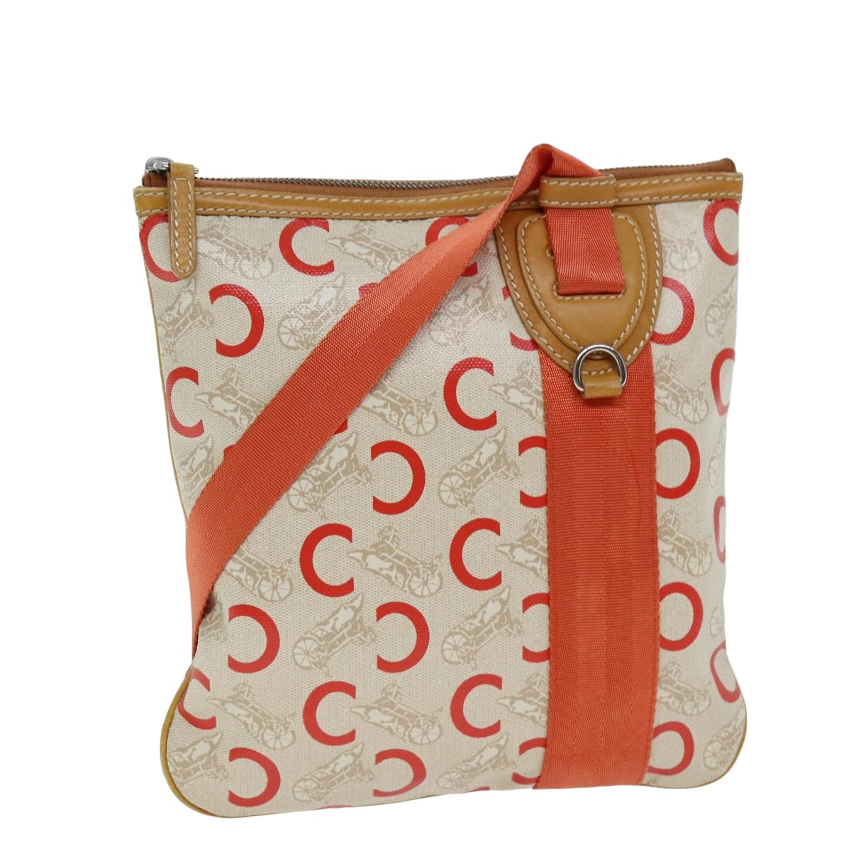 Luxury CELINE C Macadam Canvas Shoulder Bag Orange  77327