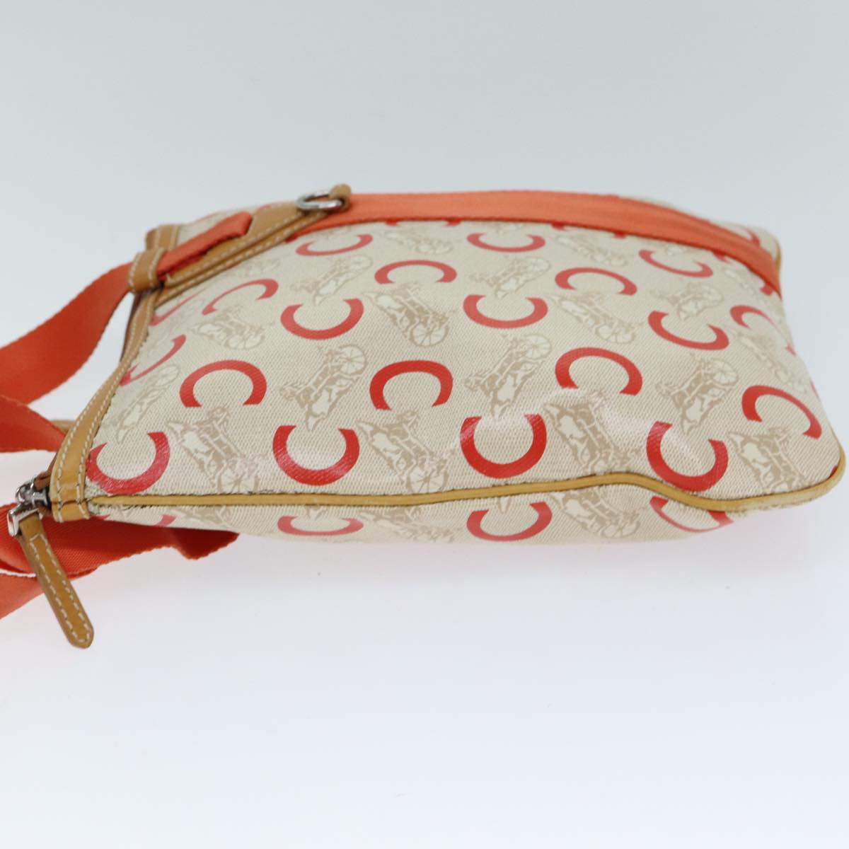 Luxury CELINE C Macadam Canvas Shoulder Bag Orange  77327