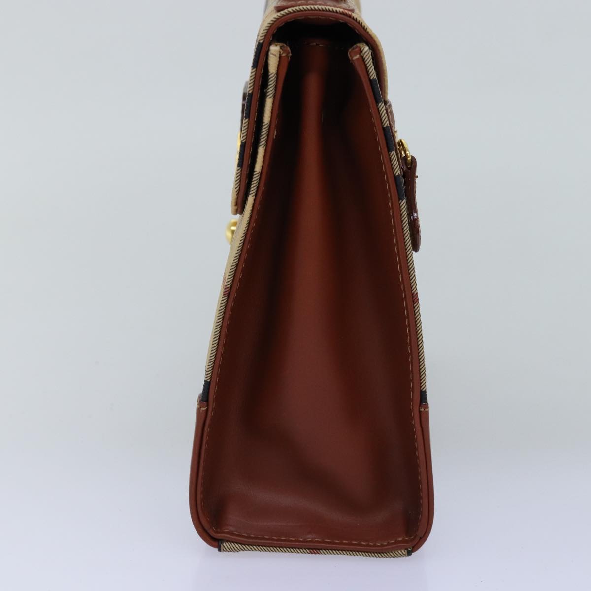 Luxury BurberrySs Nova Check Hand Bag PVC 2way Beige Auth 77376