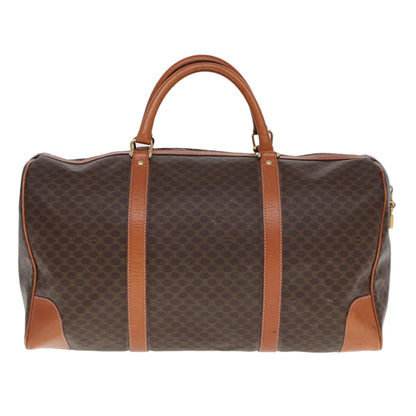 Luxury CELINE Macadam Canvas Boston Bag PVC Leather Brown  77390