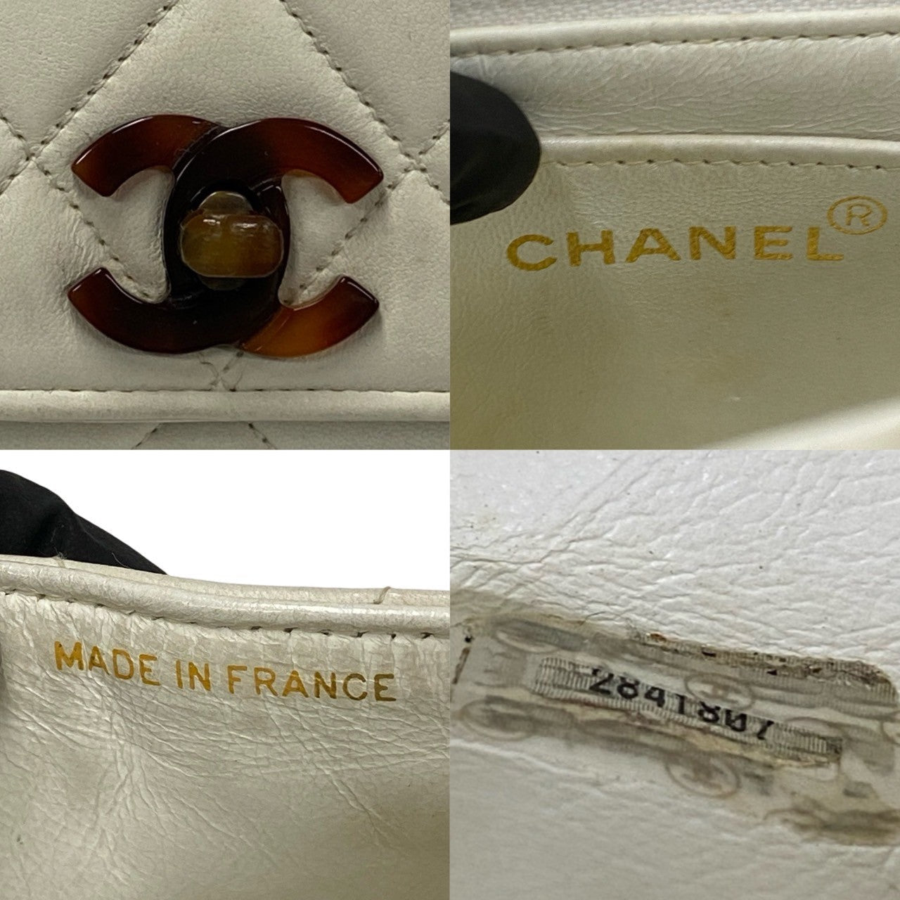 CHANEL Handbag lambskin white Matrasse