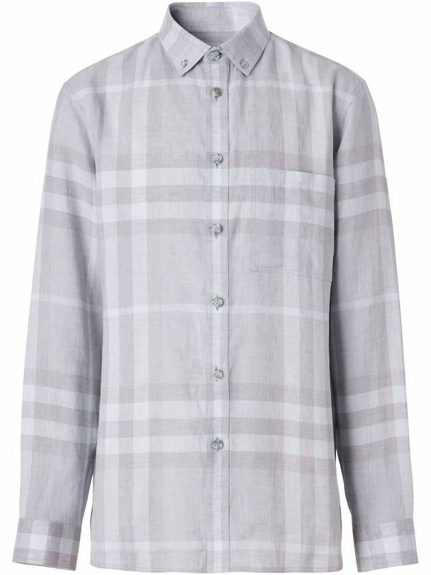 Luxury Burberry Check Long Sleeve Shirt Grey
