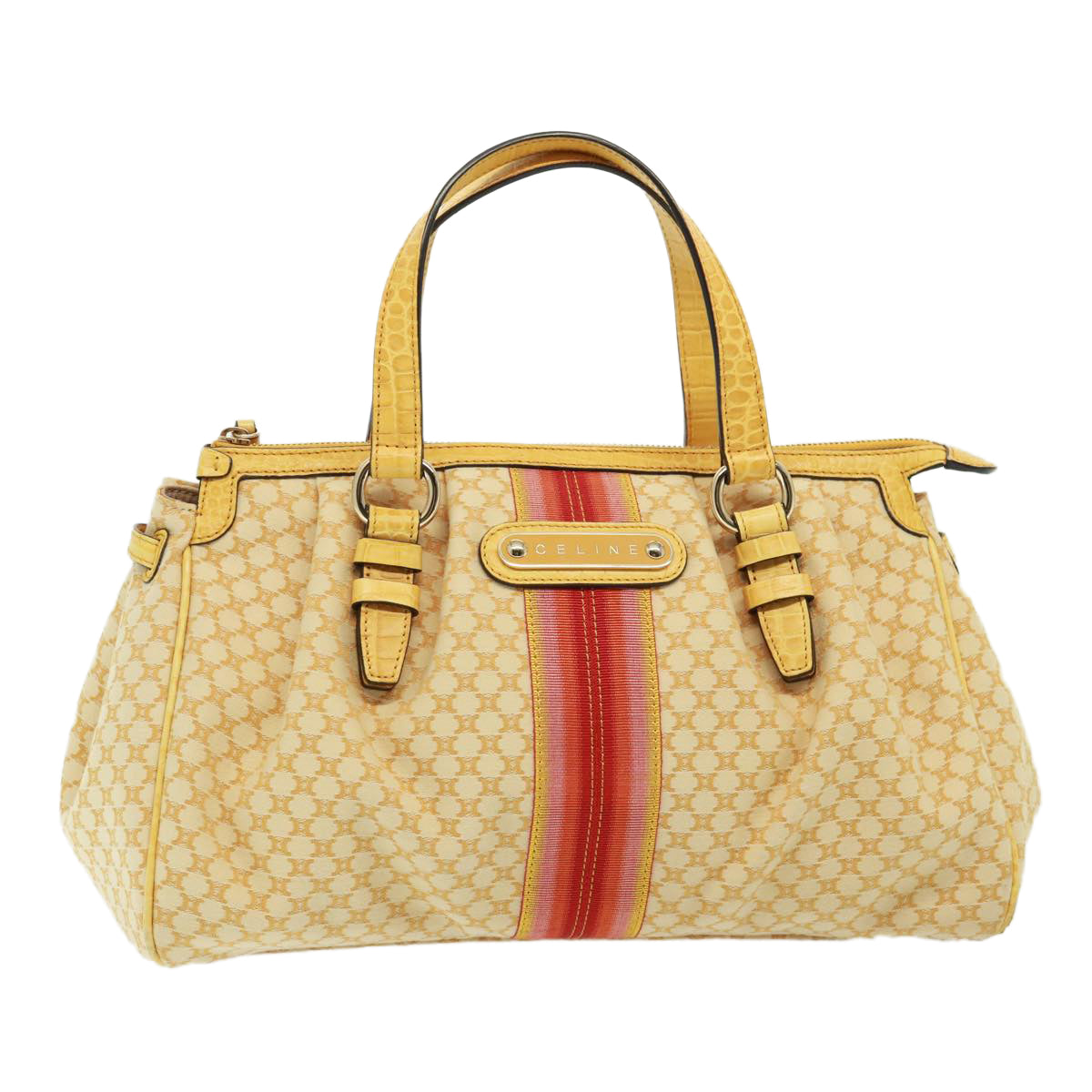 Luxury CELINE Macadam Canvas Hand Bag Beige  77703