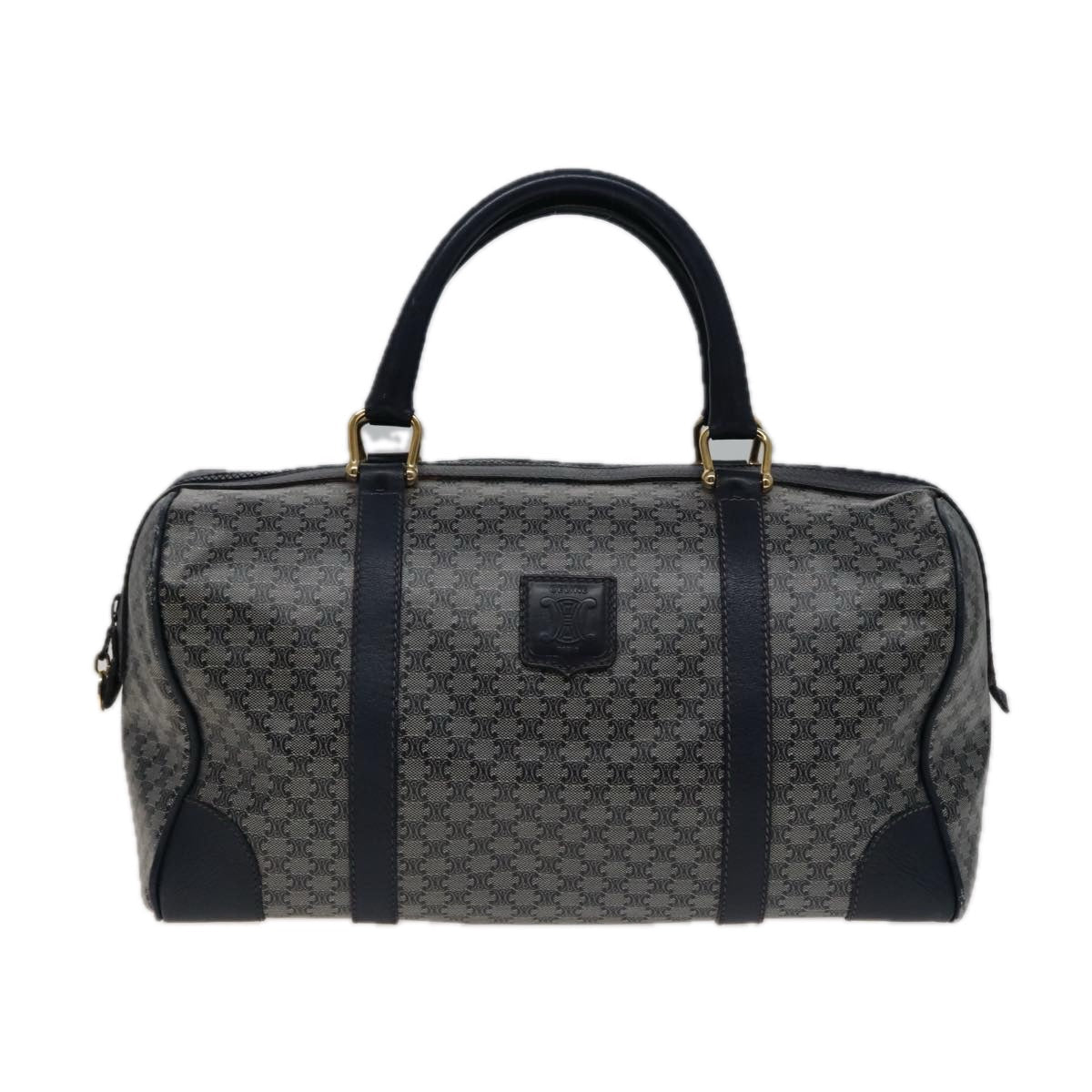 Luxury CELINE Macadam Canvas Boston Bag Navy  77711
