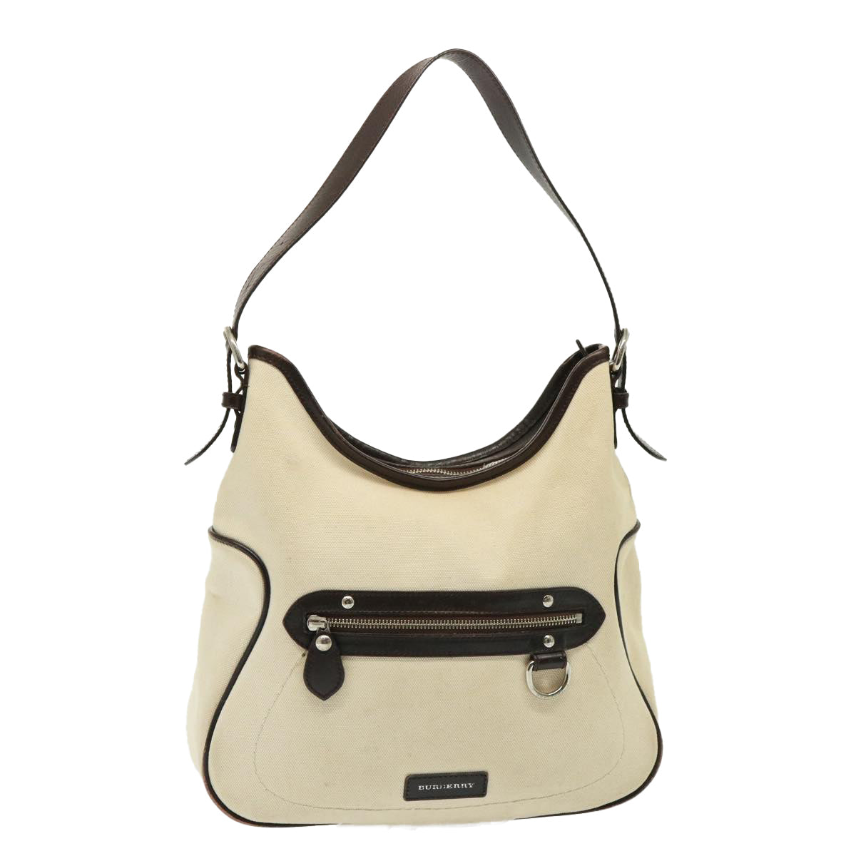 Luxury Burberry Shoulder Bag Canvas Cream Auth 77727
