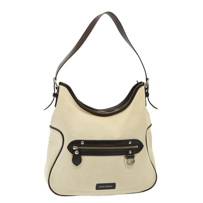 Luxury Burberry Shoulder Bag Canvas Cream Auth 77727