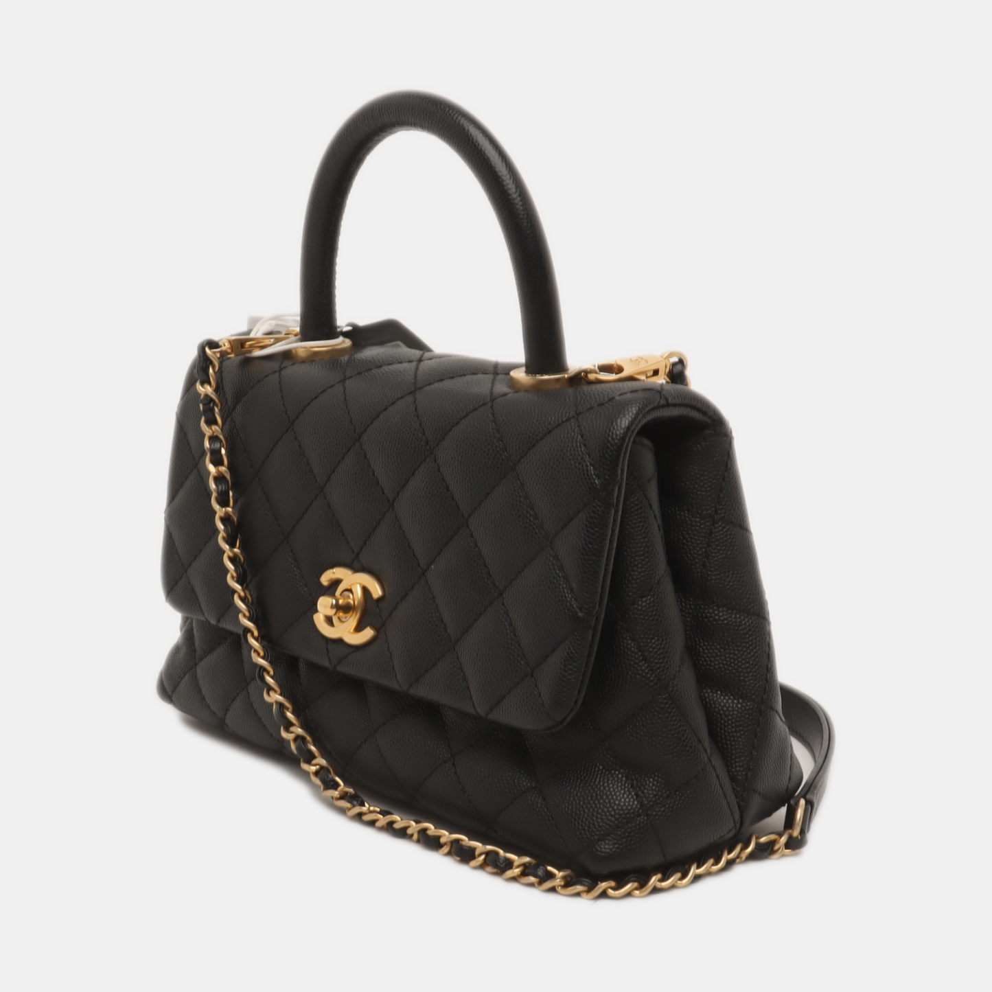 Chanel Coco Handle Small Black Caviar Leather Gold Hardware 2017
