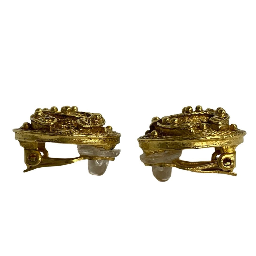 CHANEL Earring Gold Plated gold COCO Mark Women
