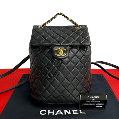 CHANEL Backpack lambskin black COCO Mark Matrasse Women