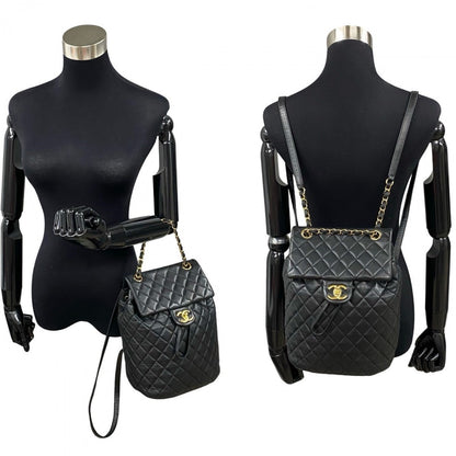 CHANEL Backpack lambskin black COCO Mark Matrasse Women