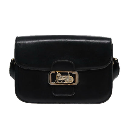Luxury CELINE Shoulder Bag Leather Black  77808