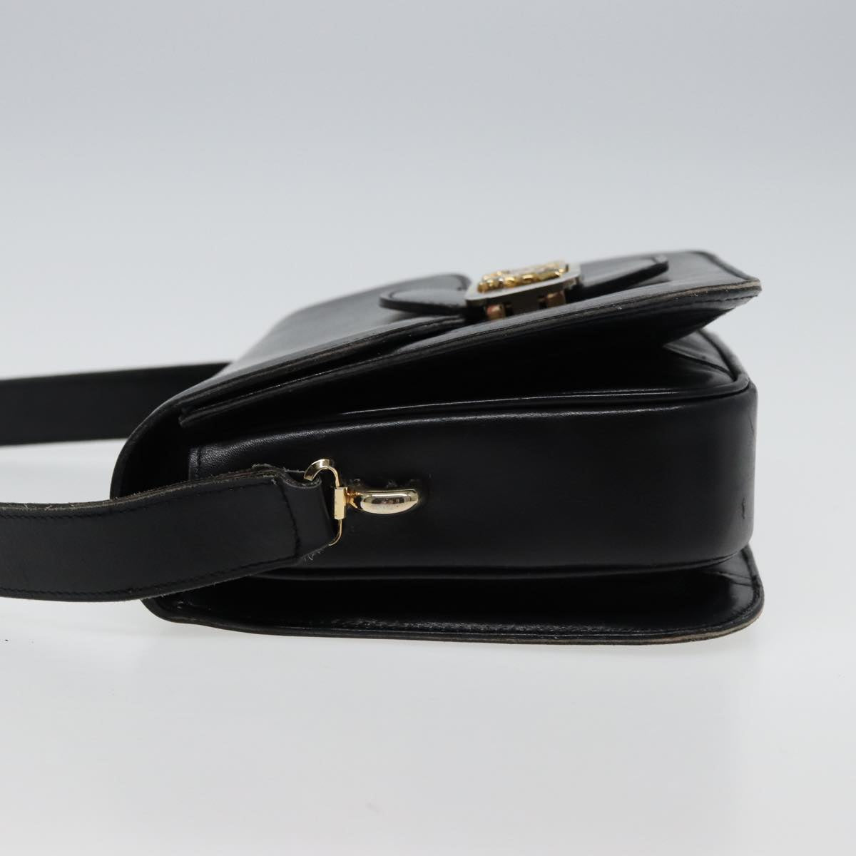 Luxury CELINE Shoulder Bag Leather Black  77808