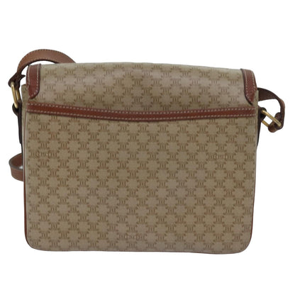 Luxury CELINE Macadam Canvas Shoulder Bag PVC Leather Beige  77809