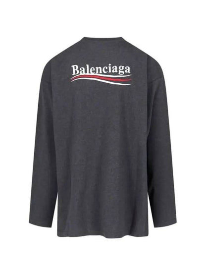 Luxury Balenciaga Trending 2025 Embroidered Logo Cotton Long Sleeve T-Shirt Grey