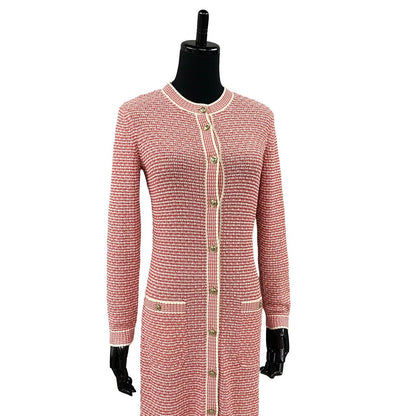 CHANEL one piece Cotton, Nylon pink COCO Mark Button Border Women 34