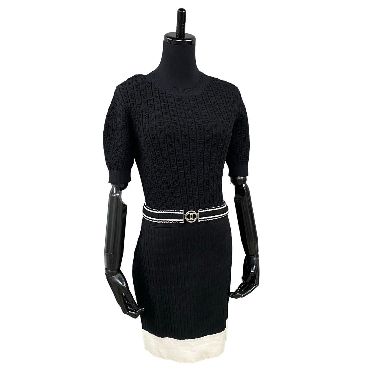 CHANEL one piece Cotton, Polyamide black COCO Mark belt Women 36